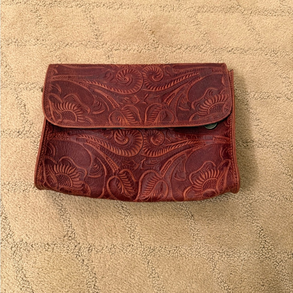 Beautiful Brown Embossed Leather Crossbody